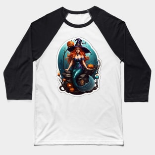 Halloween Mermaid Wizard Baseball T-Shirt